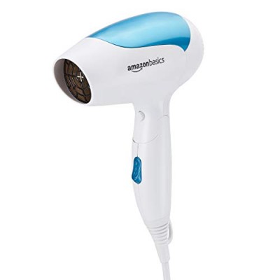 AmazonBasics 1400 Watts Sleek Hair Dryer with Foldable Handle-Blue
