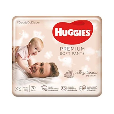 Huggies Premium Soft Pants, Extra Small / New Born (XS / NB) size newborn baby diaper pants, 20 count
