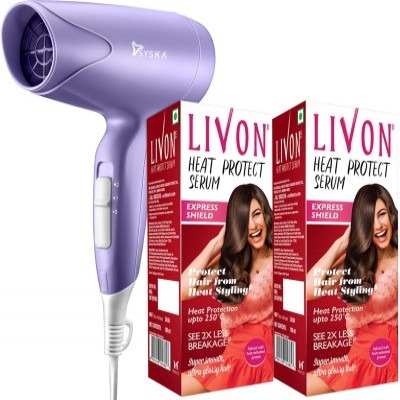 LIVON Heat Protect Serum, For Protection Upto 250C, 2X Less Hair Breakage and Syska Hair Dryer(200 ml)