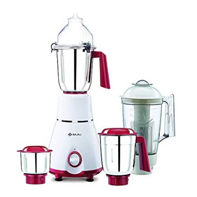 (Renewed) Bajaj GX 4701 800 Watts Mixer Grinder with 4 Jars (White & Red), Standard (4701-cr)