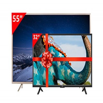 TCL 139.7 cm (55 Inches) 4K UHD LED Smart TV TCL55P2US32D2900 (Golden) and TCL 80 cm (32 Inches) HD Ready LED TV L32D2900 (Black)