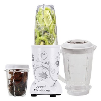 Wonderchef Nutri Blend, 22000 RPM Mixer Grinder, Blender, Stainless Steel Blades, 3 Unbreakable Jars, 2 Years Warranty, 400 W-White, Online Recipe Book by Chef Sanjeev Kapoor