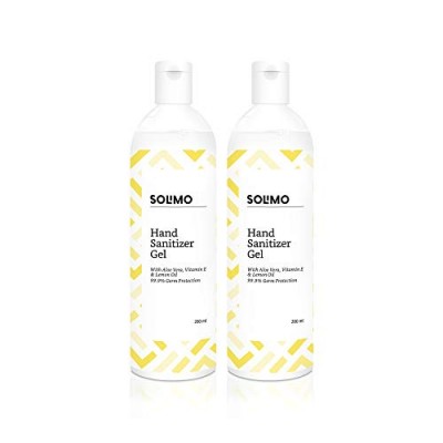 Amazon Brand - Solimo Hand Sanitizer Gel - 200 ml (Pack of 2, Lemon Oil)