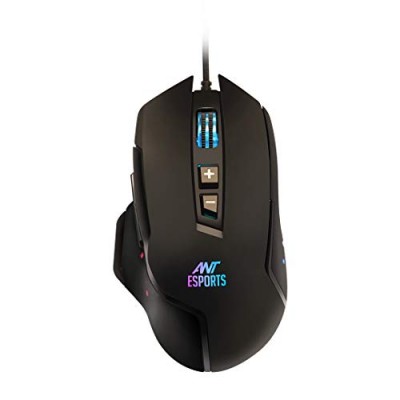 Ant Esports GM300 RGB Wired Gaming Mouse with Optical Sensor 1000 Hz Polling Rate | 4800 DPI for FPS and MOBA Games - Black