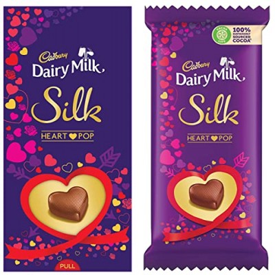 Cadbury Dairy Milk Silk Valentines Heart Pop 150g- Pack of 3 & Dairy Milk Silk Valentine's Heart Pop Bar, 250g- Pack of 2