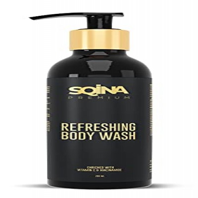 SQINA Refreshing Vitamin C Body Wash | Premium Body Wash With Goodness Of Aloe Vera, Lemon, Honey & Tamarind | Premium Shower Gel For All Types Of Skin | 200 ml