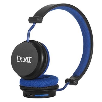 boAt Rockerz 400 Bluetooth Wireless On Ear Headphones with Mic and with upto 8 Hours Playback & Soft Padded Ear Cushions (Black, Blue)
