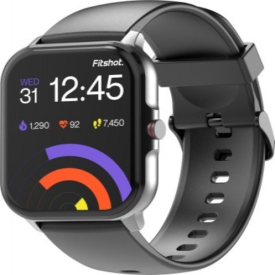 Fitshot Connect 1.85inch CosmicDisplay, Bluetooth Calling & SoloSync Technology Smartwatch(Black Strap, Regular)