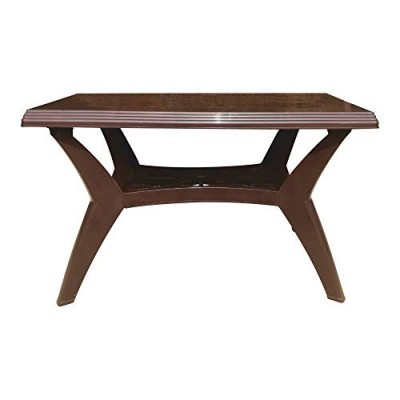 National Jaipur Plastic Contemporary Roma Four Seater Dining Table - Brown, Standard