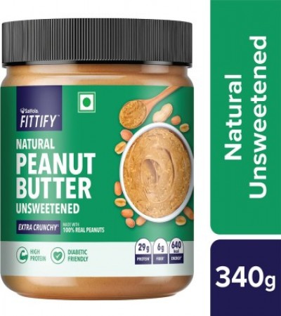 Saffola Fittify Natural Peanut Butter Unsweetened Extra Crunchy 340 g