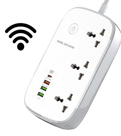 T Teclusive 2500W 10A Smart WiFi Extension Power Strip with Type C USB Ports | 3 Power Sockets with 30W Type C PD QC 3.0 Fast USB Port | Multi Port Extension with USB | App Control