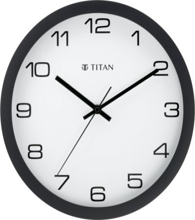 Titan Analog 30 cm X 30 cm Wall Clock(Black, With Glass, Standard)