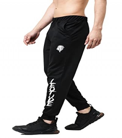 LEOTUDE Regular Fit Loopknit Joggers/Track Pants for Men (TRK01_BLK_P_Black_L)
