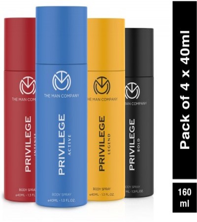 THE MAN COMPANY Privilege Deodorants Combo Pack | Premium Long Lasting Fragrance Deodorant Spray  -  For Men & Women(160 ml, Pack of 4)