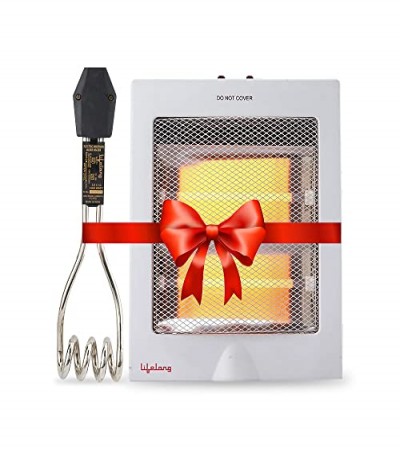 Lifelong LLQHIR01 Infinia 800 W Quartz Room Heater with 2 Power Setting (White) & 1000 W Immersion Rod (Black) Super Combo for Winters ( ISI Certified, 1 Year Warranty)