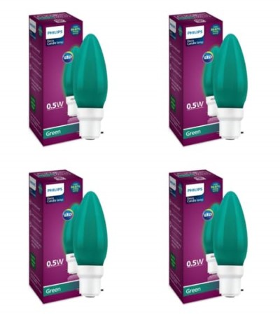 Philips LED Deco Green 0.5W Glass Candle (Pack of 4)