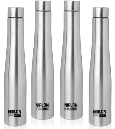 NIRLON TallBell Single Wall Water 1000 ml Bottle(Pack of 4, Silver, Steel)